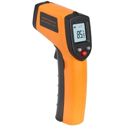 METRO Professional Infrarot-Thermometer, 39 x 85 x 156 mm, berührungslos mit Laserpointer, Temperaturbereich -30°C bis +400°C, schwarz / orange