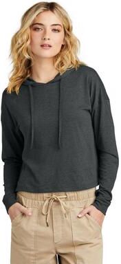 District DT1390L Women's Perfect Tri Midi Long Sleeve Hoodie in Black Frost size 4XL   Triblend
