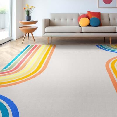 Well Woven Apollo Border Arch Modern Geometric Kids Flat-Weave Rug