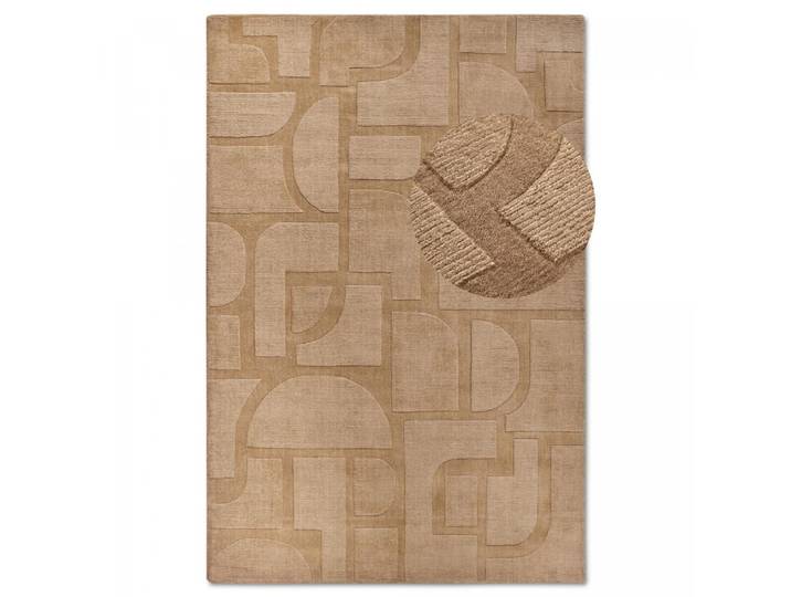 Tapis chambre 80 x 150 cm, laine noble, géométrique, beige, élégant