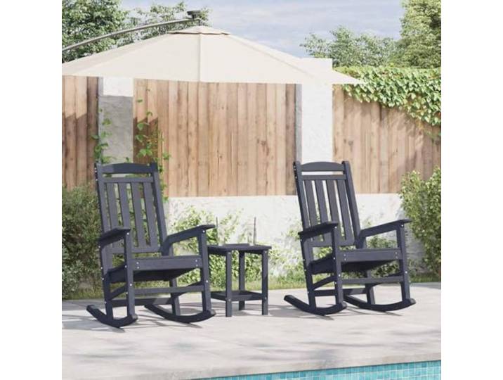 TUERYAFEK Schaukelstuhl 2er Set Marineblau 92x70x108 cm Polyethylen Wetterfest, Ergonomische Armlehnen, Modernes Design, Für Garten Terrasse