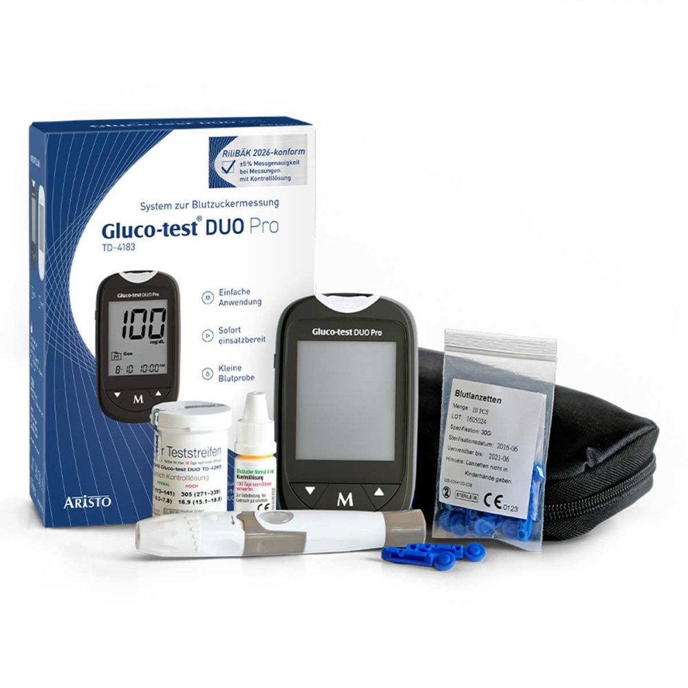 Aristo Pharma GmbH Gluco Test Duo Pro Set Blutzuckermessgerät mg/dl 19782175