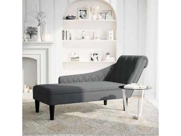 RJPLMFV Langer Sessel, Dunkelgrau, mit Lendenkissen Weicher Stoff, widerstandsfähiger Schaumstoff, Knopfpolsterung, für Wohnzimmer und Büro
