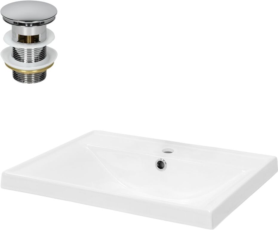 ML-Design Lavabo blanco rectangular encastrable de cerámica