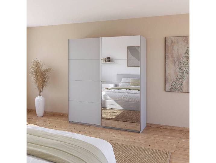 Armoire - Miroir 181cm Gris/Gris soie