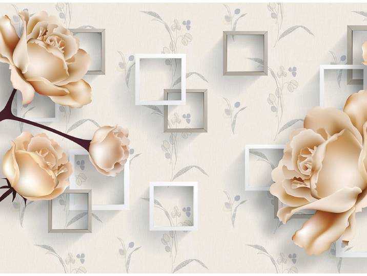 Fototapete PAPERMOON Muster mit Blumen , bunt, B:3,5m L:2,6m, Vlies, Tapeten, Fototapete