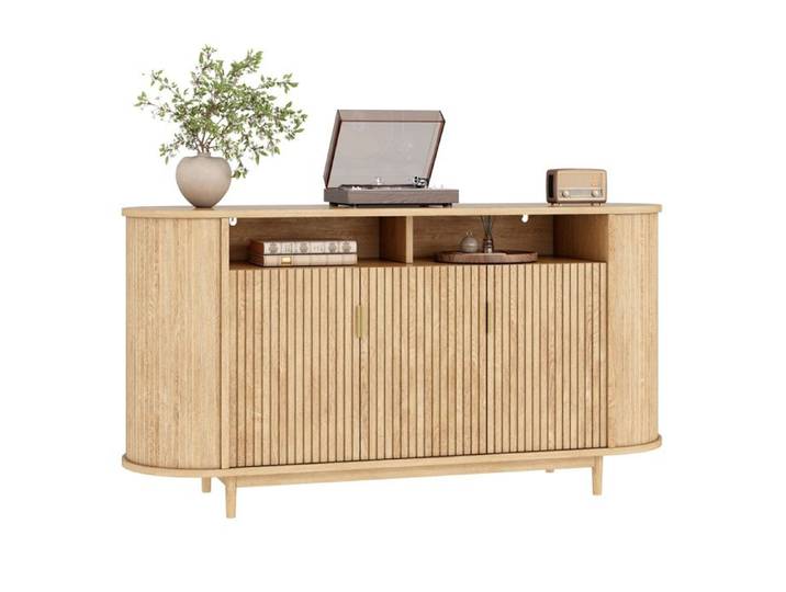 Buffet de rangement - Buffet à 3 portes aspect bois meuble de salon meuble de rangement MDF Naturel