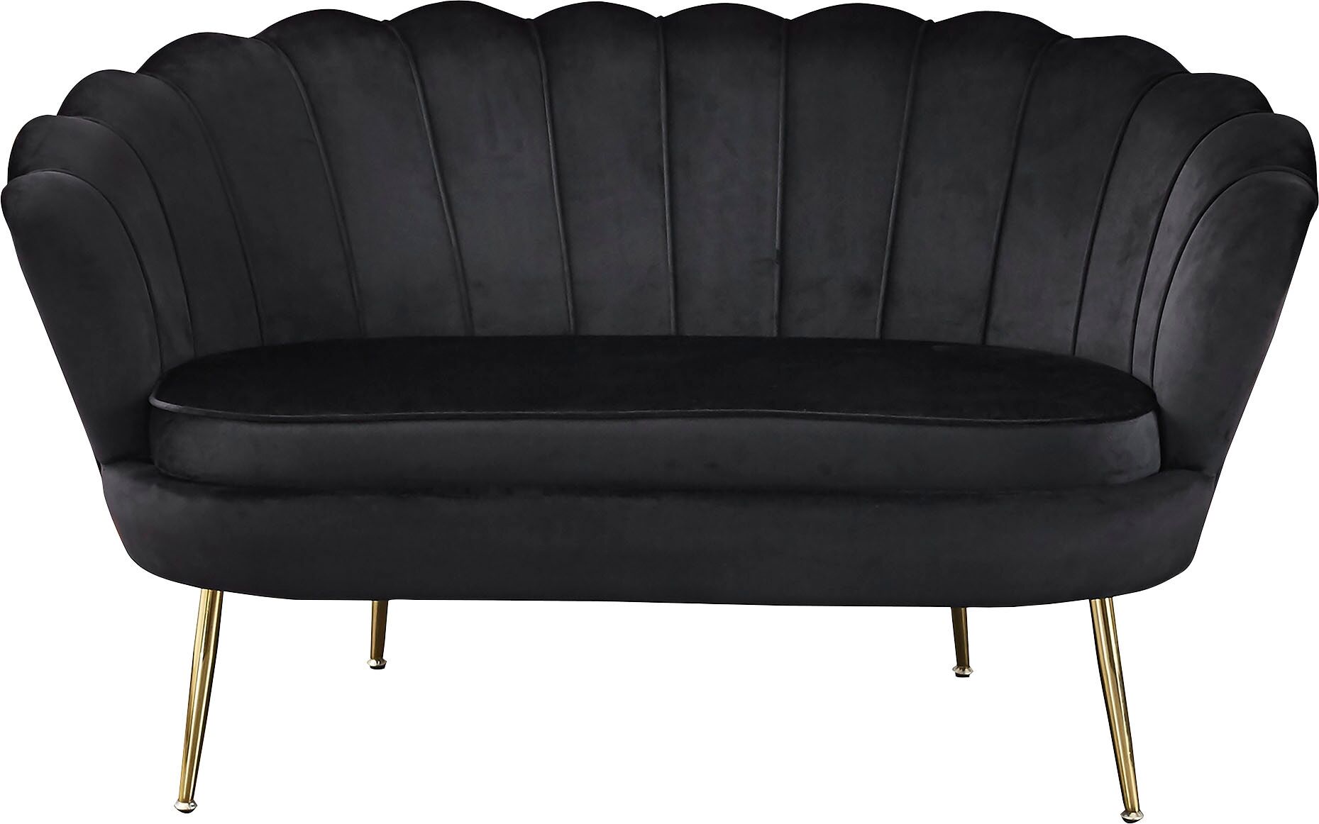 2-Sitzer SALESFEVER "Clam Komfort-Duo-Sitz", schwarz, B:136cm H:78cm T:76cm, Samtvelours (100% Polyester), Sofas, 2-Sitzer, Muscheldesign-Breite 136 cm: Pure Extravaganz schwarz B/H/T: 136cm x 78cm x 76cm, Samtvelours