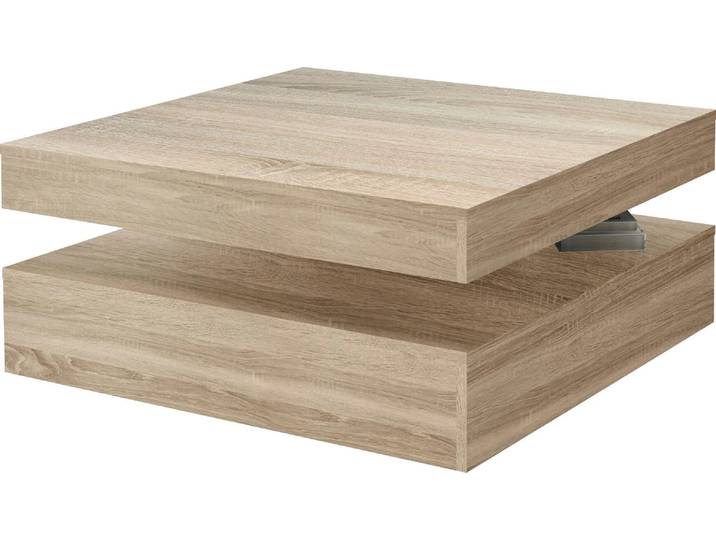Couchtisch FORTE, braun (sonoma eiche), B:78cm H:35cm T:78cm, Tische, Couchtisch, mit Funktion, drehbare Tischplatte, Breite ca. 78x78 cm