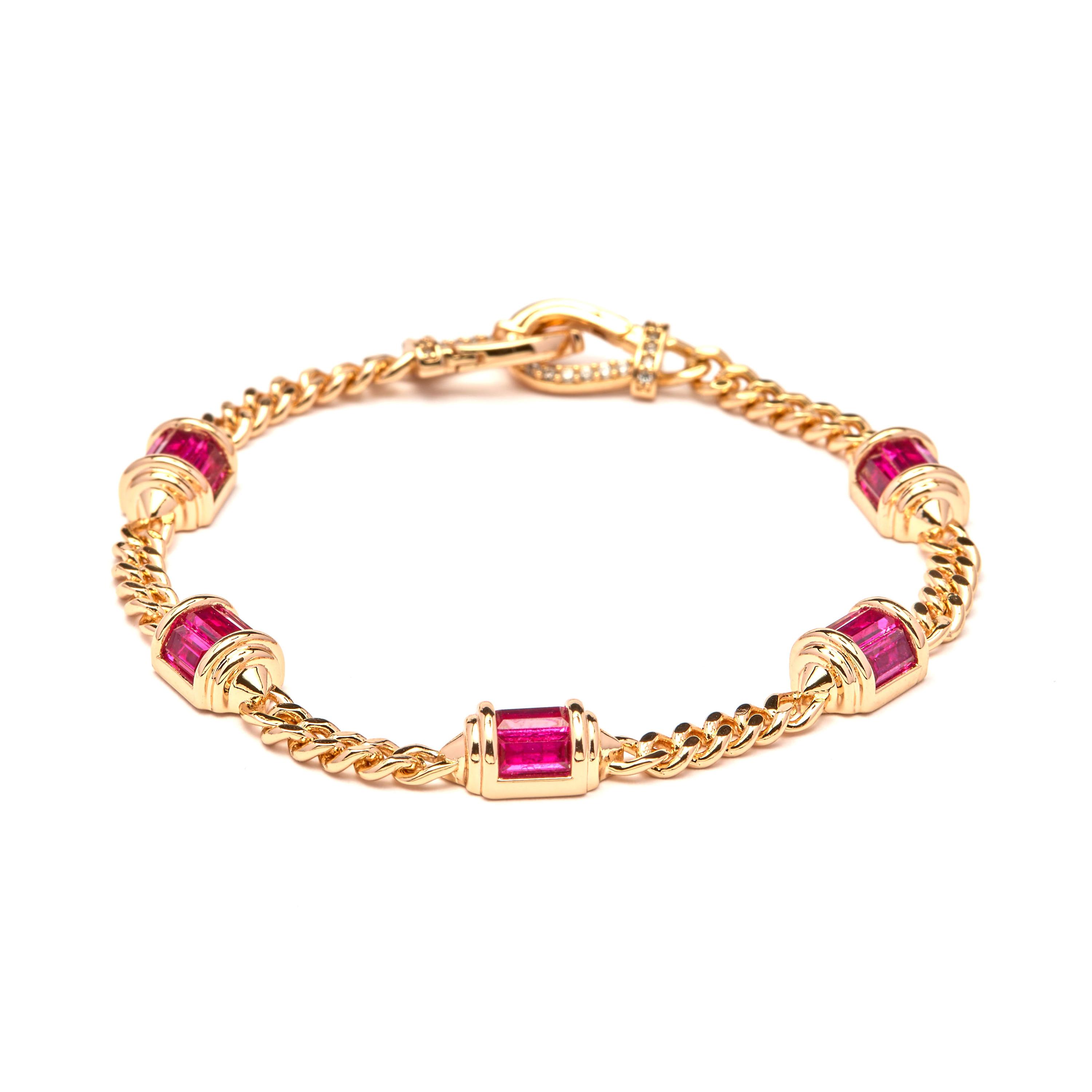 Luxenter Armband mit Zirkonia-Rubin in 18 Karat Gelbgold – Kansha