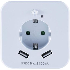 InnTec Nachtlicht SLED02 LED, mit USB, für Steckdose, mit Dämmerungssensor, Bewegungsmelder & Steckdose, warmweiß