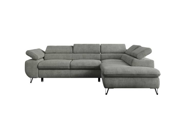 ECKSOFA PETER L Grau Struktur - Rechts Seite