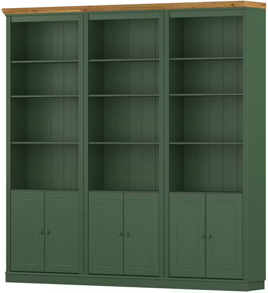 Rosalind Wheeler Delyliah 223 cm H x 222 cm W Library Bookcase Green/Honey 223cm H X 222cm W X 37cm D
