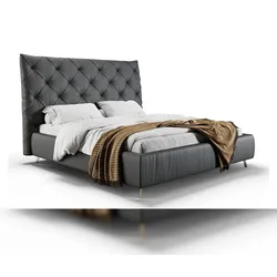 KAWOLA Bett ANNY Polsterbett Leder schwarz 160x200cm