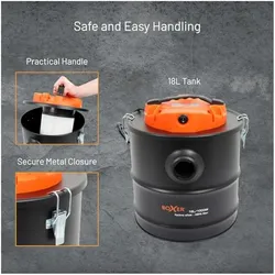 Boxer, Industriestaubsauger,  cyclone askesuger med HEPA filter 18 liter med motor 1000 Watt (Aschesauger)