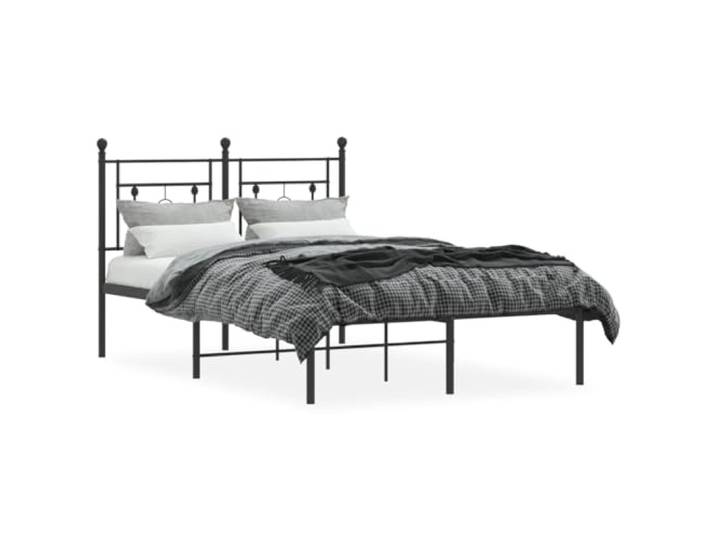 KTHLBRH Bettgestell aus Stahl, schwarz, 120 x 190 cm Lattenrost inklusive Lattenrost, Stauraum unten, Kopfteil für Rückenstütze