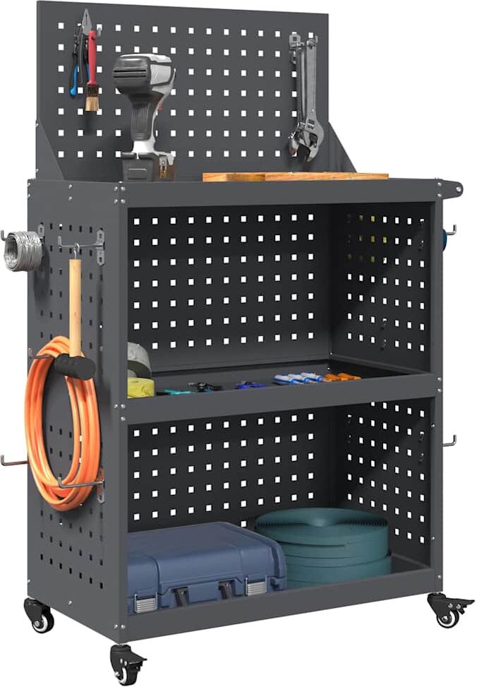 vidaXL Chariot à outils avec étagère Anthracite 65 x 35 x 111 cm