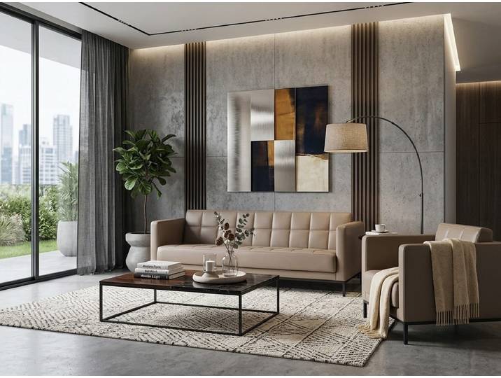JVmoebel Polstergarnitur 3-Sitzer-Sofa Braun Sessel modern funktional ergonomisch, (1-tlg)