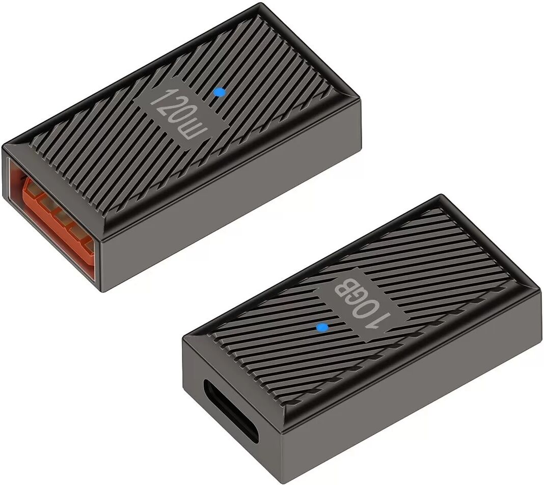 INF USB A Buchse auf Typ-C Stecker 120W Adapter - Gunmetal, Schnellladung & 10Gbps Datenübertragung