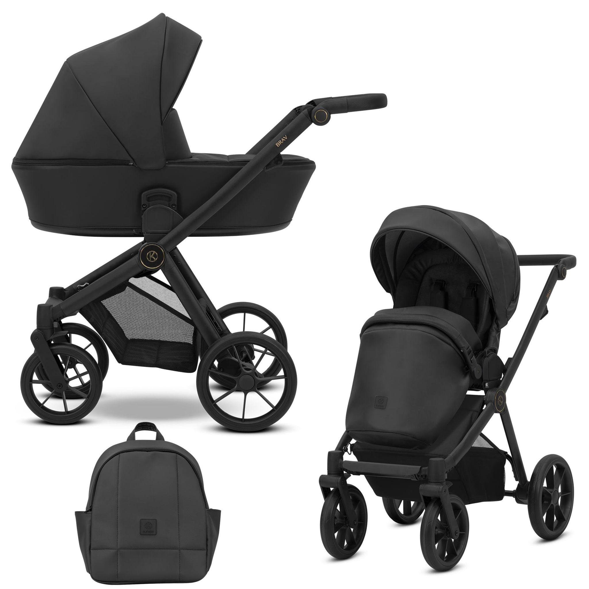 Kinderwagen Kunert Brav 2in1 - schwarzes Gestell - Farbe: Black Eco