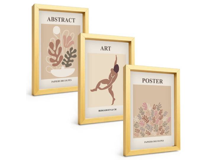 BILDER SET 3er Set - 20x30 cm Goldrahmen - Matisses stilvolle Kompositionen