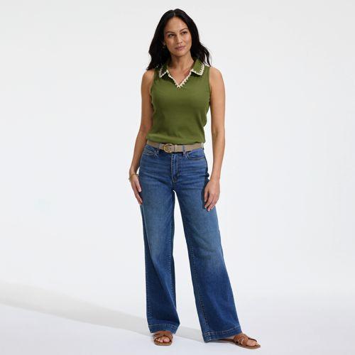 Recover Jeans High Waist mit weitem Bein, Damen, size: regular, Blau, by Lands' End