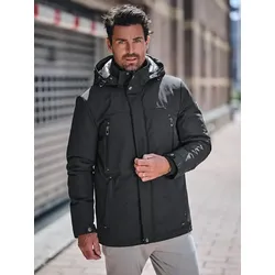 engbers Herren Funktionsjacke mit abnehmbarer Kapuze Schwarz regular uni - 50