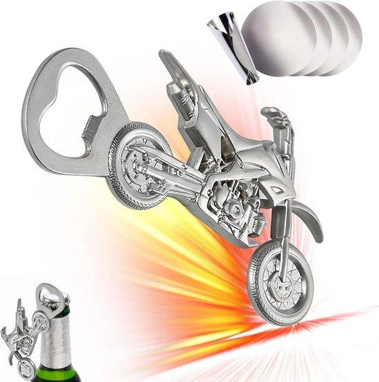 Zilveren metalen flesopener voor motorfietsen met 5 tabletten