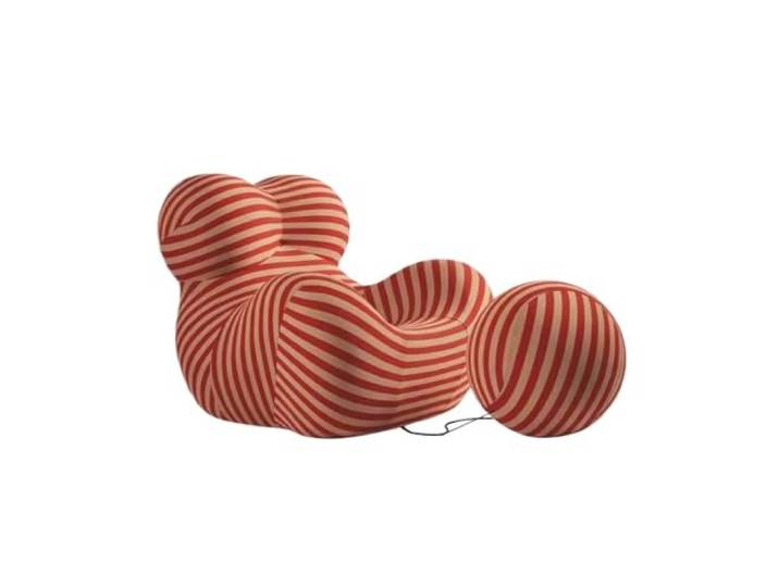 jinjindian Komprimierter Lounge-Sessel – Einzelsofa aus technischem Stoff Bequemer, einteiliger Schaumstoffstuhl, ideal for Entspannen und einfachen Transport.(Red and yellow stripes)
