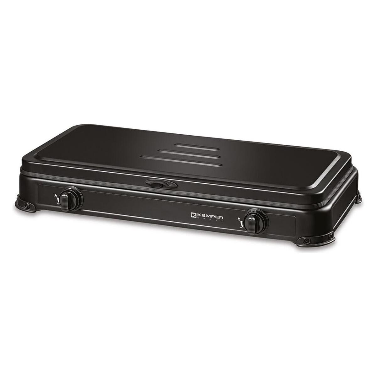 Kemper 2-burner enamelled butane/propane gas cooker, black, 570 x 300 x 65 mm (58868890)