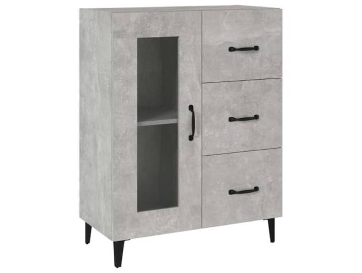 Kaorsrow Sideboard Betongrau 69,5x34x90 cm Kommode Holzwerkstoff Glastür Kompakt und vielseitig für Schlafzimmer oder Flur: Schafft ordentlichen Stauraum mit eleganter Glastür und 3 Schubladen.