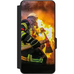 Nivocase Klapphülle für Xiaomi Redmi Note 14 5G Handyhülle aus Kunst Leder NIVOflip schwarz Feuer Feuerwehr (Xiaomi Redmi Note 14 5G), Smartphone Hülle, Schwarz