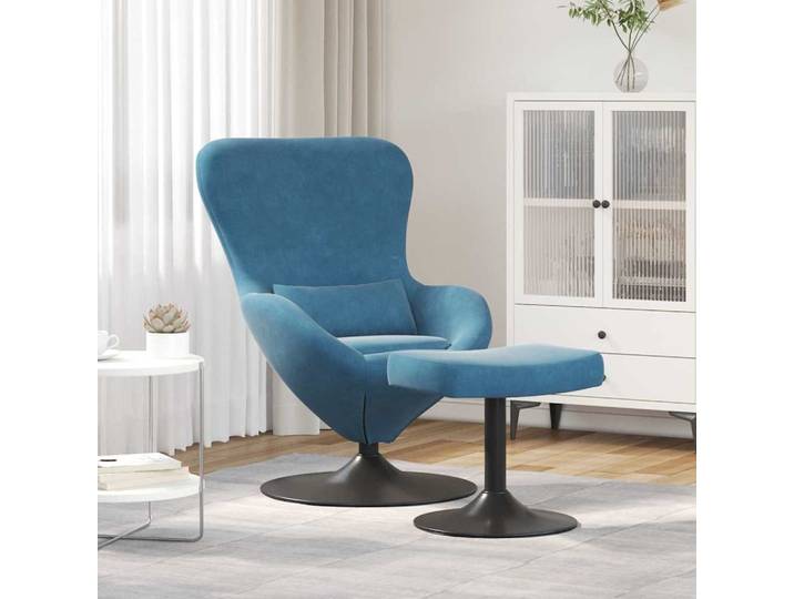 vidaXL Eierstuhl mit Fußhocker with Footstool Blau Samt