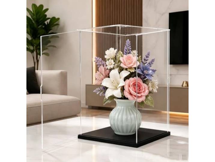 WLCGYD Acryl Vitrine Transparente Acryl-Vitrine Nach Maß Mit 10-mm-Sockel Design Mit Frontöffnung, Staubgeschützt; Ideal Als Wohnaccessoire Oder Zur Präsentation Von Schuhen, Blumen, Hüten