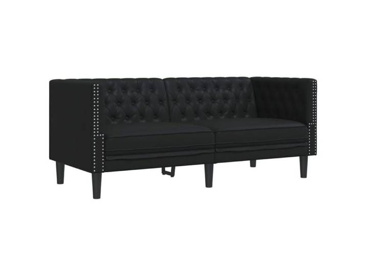 (Promo 2026)CANAPÉ FIXE Noir - SHIELD - Canapé Double - Sofa pour 2 personnes - Chesterfield noir similicuir 1312321