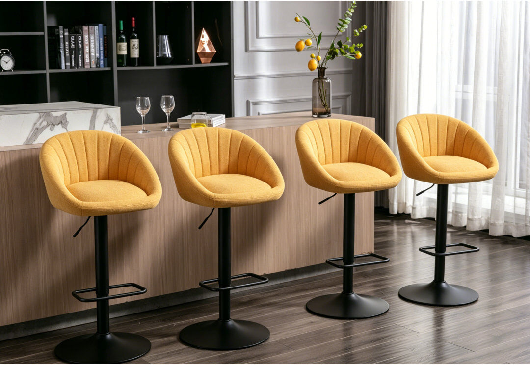 Norden Home Merlene Swivel Yes Bar Stool Yellow 51cm W X 47.5cm D