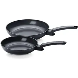 Fissler Keramikpfannen-Set ohne PFAS/PTFE (24 + 28 cm), Pfannenset + Topfset, Schwarz