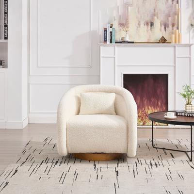 Swivel Accent Chair, 360-degree Swivel Barrel Chair with Fabric Upholstery