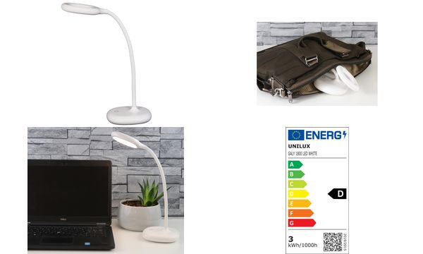 Unilux GALY 1800 Oplaadbare LED-tafellamp, dimbaar, wit