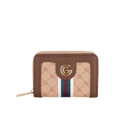 Geldbörse "CHIARA", Damen, braun (creme), Lederimitat, GABRIELLA G BY GABRIELLA GUCCI, kontrastfarbene Details, unifarben, Kleinlederwaren, Damen Geldbeutel, Portemonnaie mit umlaufendem Reißverschluss