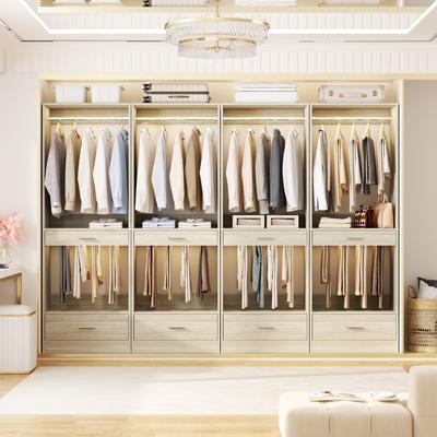 Rackcog Qvella 23.6'' W Closet System with Hanging Rods and Wooden Drawers, Modular Walk-In Closet Organizer with Pants Rack