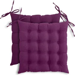 wometo 2er Set Sitzkissen Stuhlkissen 40x40 OEKO-TEX  - beere violett Sitzauflage Bank Polster Sitzpolster mit Bändern / Schleife, Indoor / Outdoor