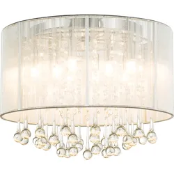 Deckenlampe mit Kristallen LED Deckenleuchte 8 flammig Wohnzimmerlampe Glaskristall Esszimmerlampe, 8x G9 LED warmweiß, 40x29cm, Wohnzimmer Esszimmer Schlafzimmer