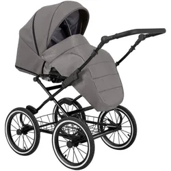 Kunert, Kinderwagen, Romantic 2in1 Öko-Leder Kinderwagen Anthrazit/Graphit, AIR-Wheels und schwarzem Rahmen