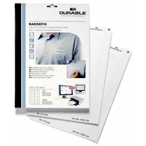 DURABLE Namensschilder BADGEFIX, selbstklebend, 40 x 75 mm