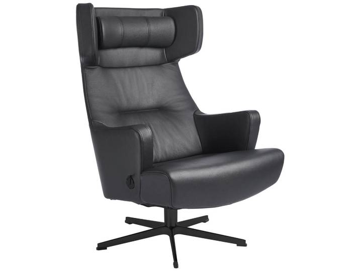 Conform Relaxsessel, Schwarz, Metall, Echtleder, Semi-Anilinleder, 73x110x83 cm, Fussart wählbar, Lederauswahl, Stoffauswahl, erweiterbar (Typenauswahl), Relaxfunktion, Wohnzimmer, Sessel, Relaxsessel