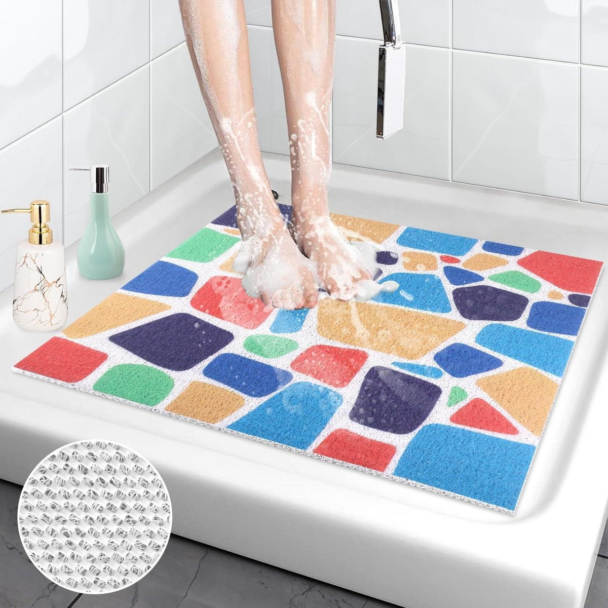 Grijs Vierkante Douchemat - Antislip Badmat van Antischimmel PVC - 60 x 60 cm