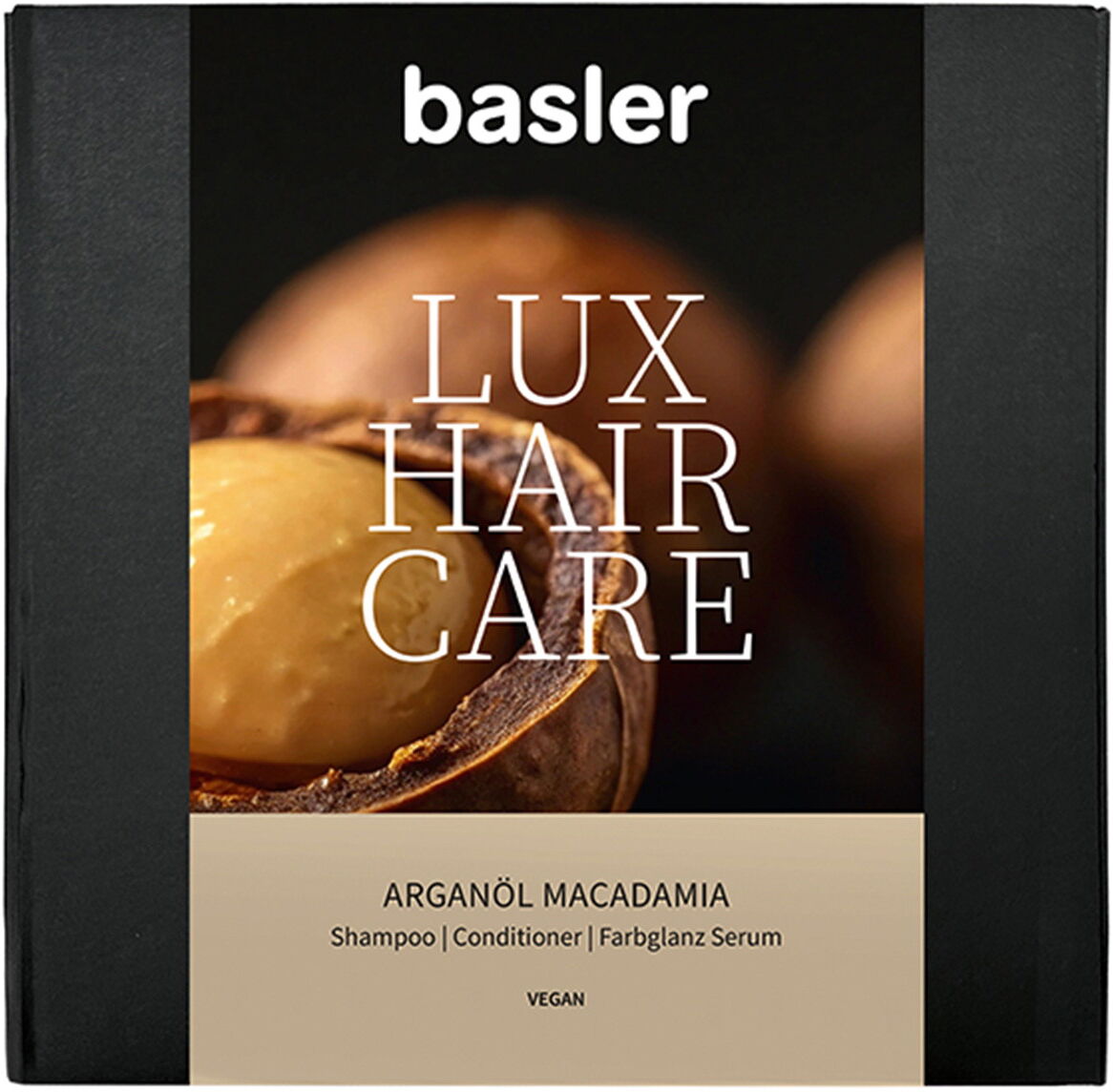 450ml basler Arganöl Macadamia Lux Hair Care Box (Shampoo 200ml + Conditioner 200ml + Serum 50ml)
