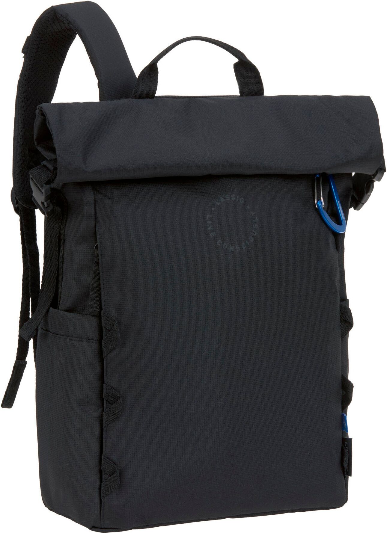 Wickelrucksack LÄSSIG "Green Label, Outdoor Rolltop Backpack, black", Damen, Gr. B/H/T: 30cm x 43cm x 14cm, schwarz, Polyester, Rucksäcke Wickelrucksack