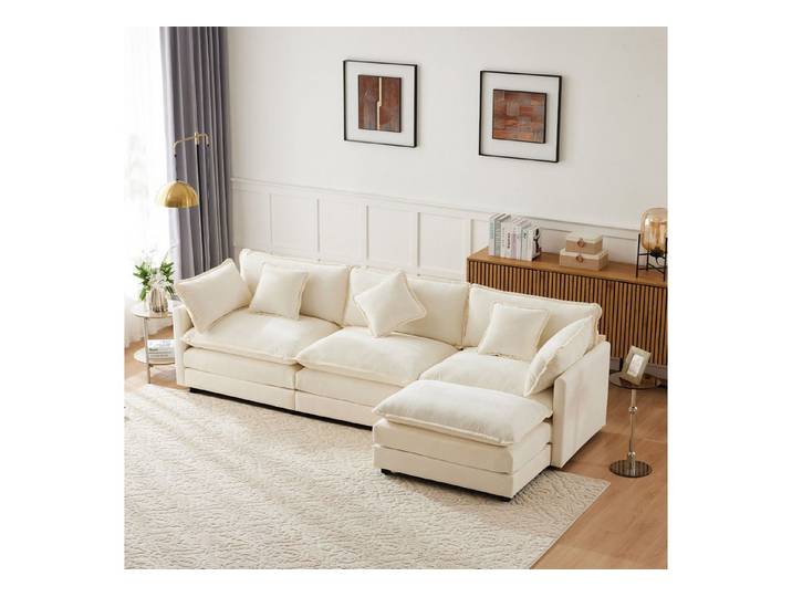 STILVORA Schlafsofa mit Armkissen&Lendenkissen,Ecksofa Dreisitzer aus Chenille-Stoff